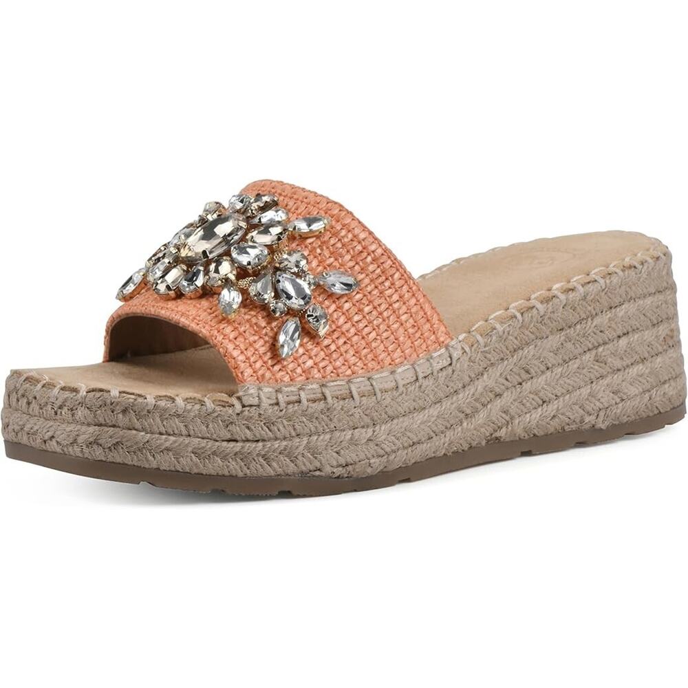 White Mountain Women's Stitch Heeled Sandals, Cantaloup Size 7M